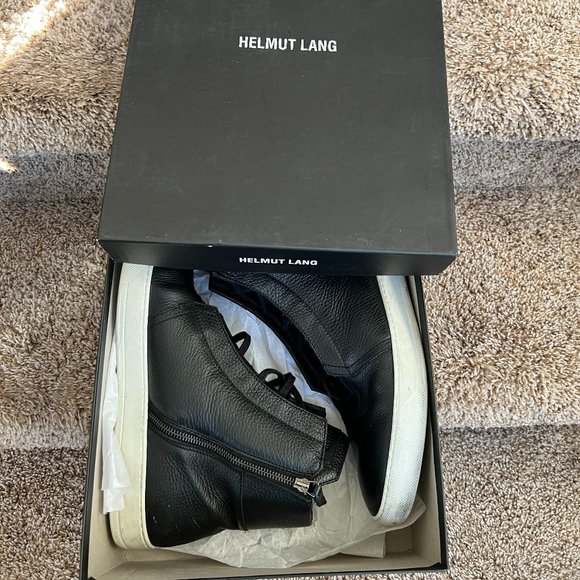 Helmut Lang Men\'s Black Leather High Top Sneakers main image 8